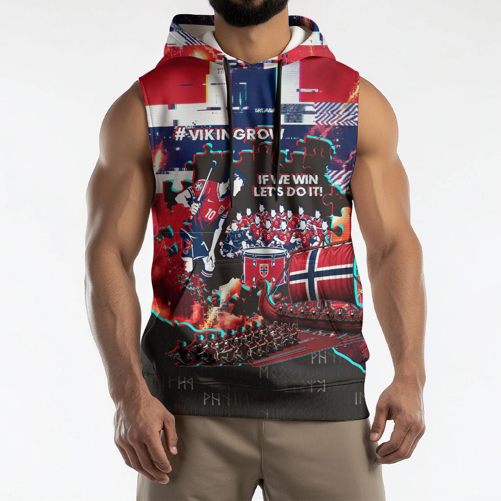 Norway Football Viking Row Sleeveless Hoodie Flag Nordic Footballer - If We Win Lets Do It