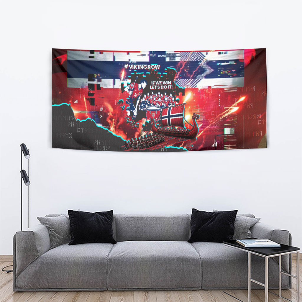 Norway Football Viking Row Tapestry Flag Nordic Footballer - If We Win Lets Do It