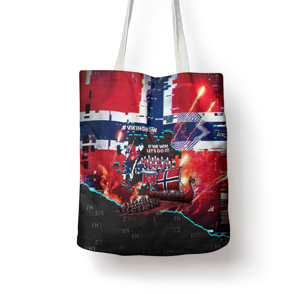 Norway Football Viking Row Tote Bag Flag Nordic Footballer - If We Win Lets Do It