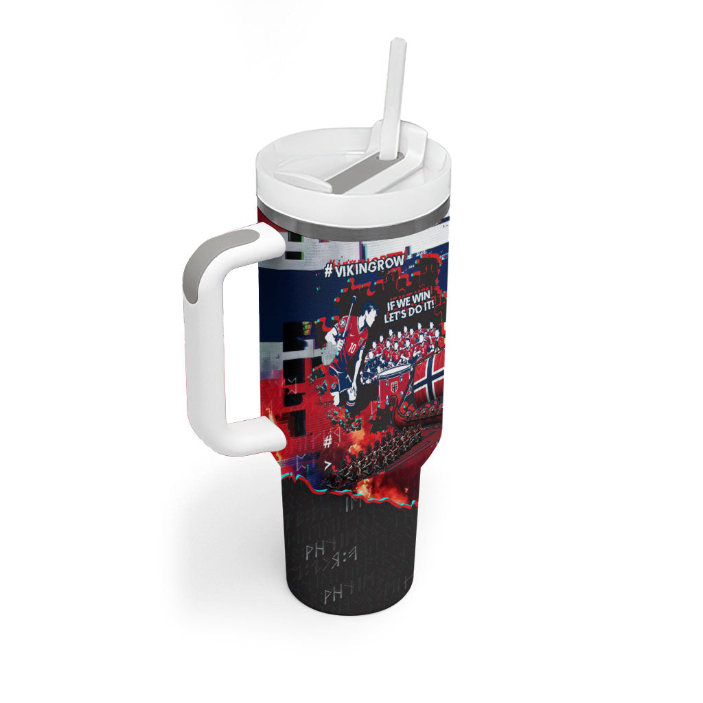 Norway Football Viking Row Tumbler With Handle Flag Nordic Footballer - If We Win Lets Do It