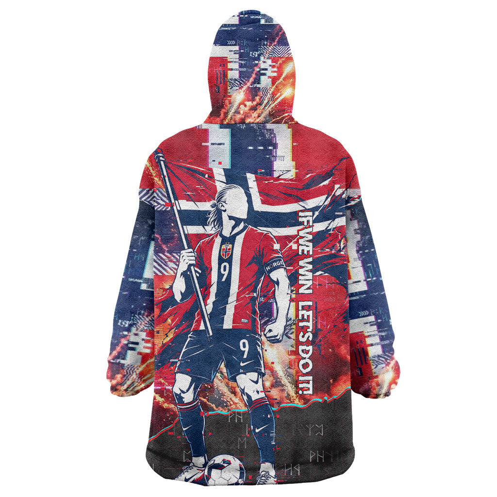 Norway Football Viking Row Wearable Blanket Hoodie Flag Nordic Footballer - If We Win Lets Do It