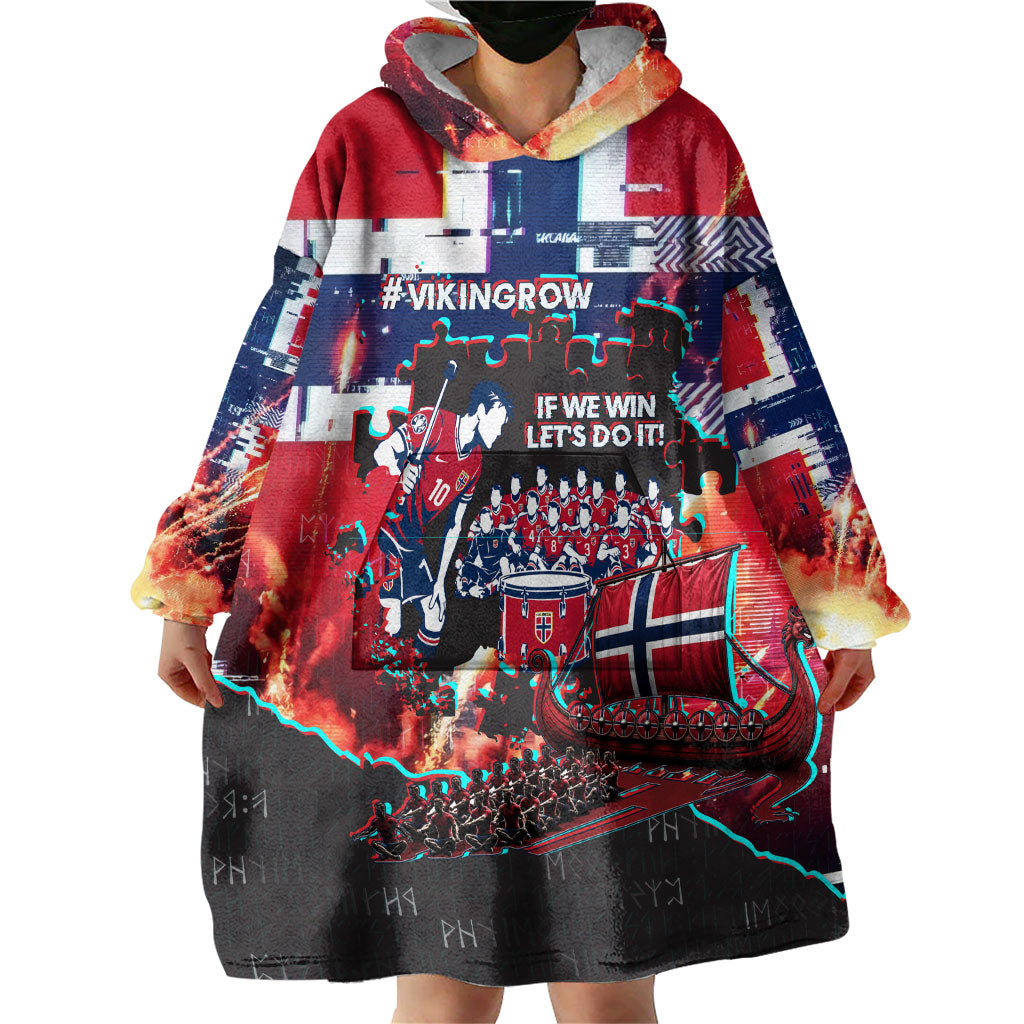 Norway Football Viking Row Wearable Blanket Hoodie Flag Nordic Footballer - If We Win Lets Do It