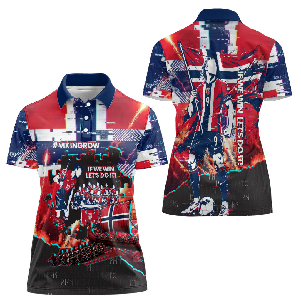 Norway Football Viking Row Women Polo Shirt Flag Nordic Footballer - If We Win Lets Do It