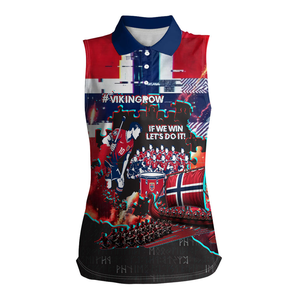 Norway Football Viking Row Women Sleeveless Polo Shirt Flag Nordic Footballer - If We Win Lets Do It