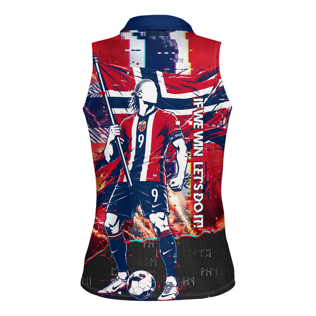 Norway Football Viking Row Women Sleeveless Polo Shirt Flag Nordic Footballer - If We Win Lets Do It