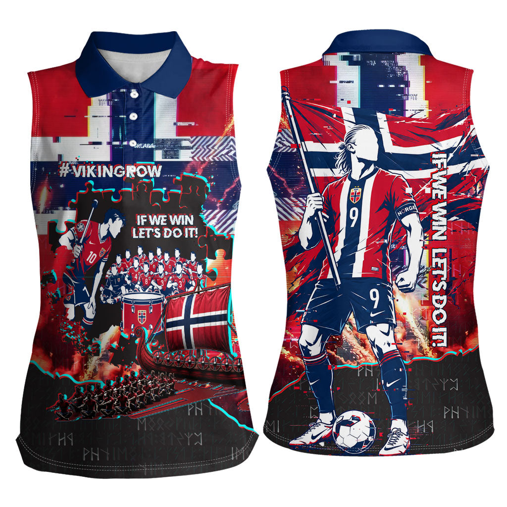 Norway Football Viking Row Women Sleeveless Polo Shirt Flag Nordic Footballer - If We Win Lets Do It