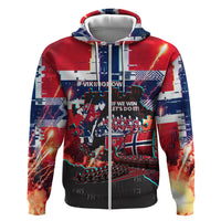 Norway Football Viking Row Zip Hoodie Flag Nordic Footballer - If We Win Lets Do It