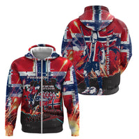 Norway Football Viking Row Zip Hoodie Flag Nordic Footballer - If We Win Lets Do It