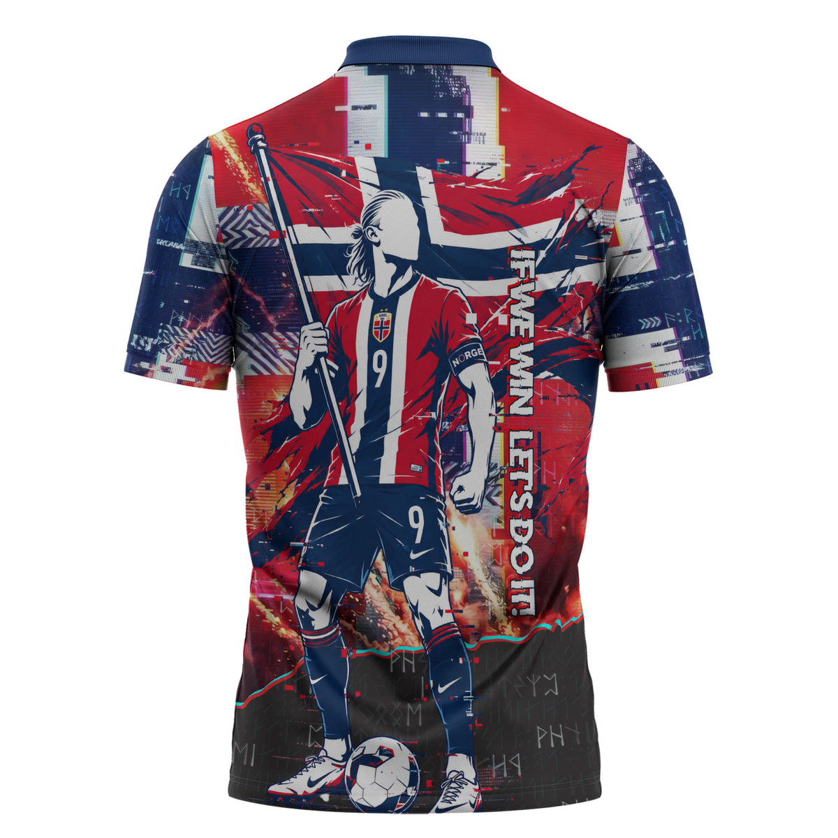 Norway Football Viking Row Zipper Polo Shirt Flag Nordic Footballer - If We Win Lets Do It