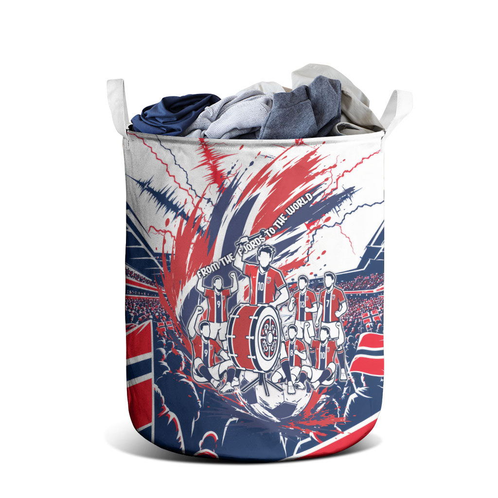 Norway Football From The Fjords To The World Laundry Basket Viking Shield Paint Splatter Soccer Team