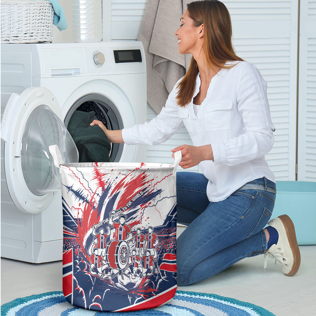 Norway Football From The Fjords To The World Laundry Basket Viking Shield Paint Splatter Soccer Team