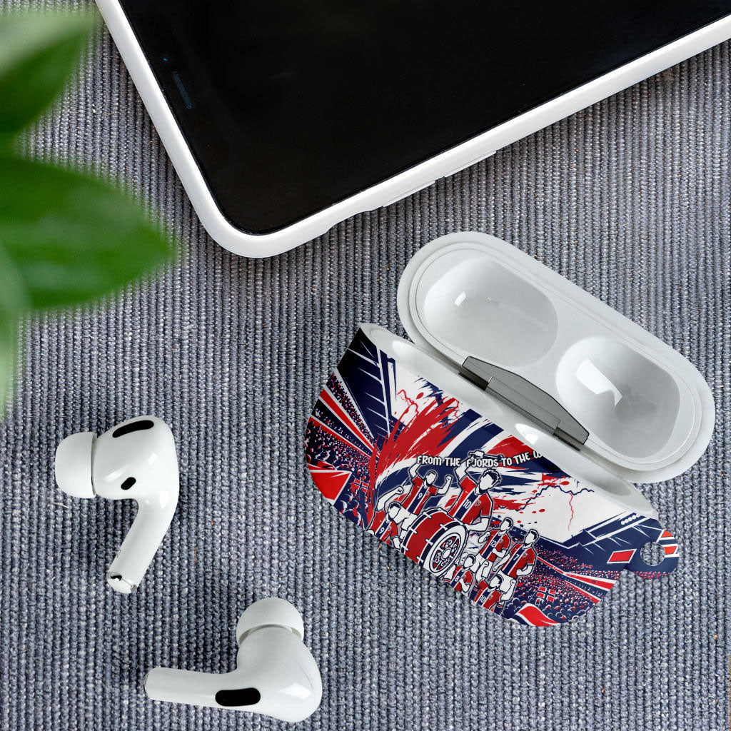 Norway Football From The Fjords To The World AirPods Case Viking Shield Paint Splatter Soccer Team