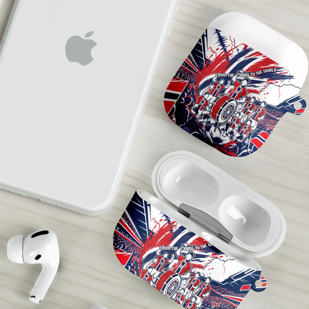 Norway Football From The Fjords To The World AirPods Case Viking Shield Paint Splatter Soccer Team