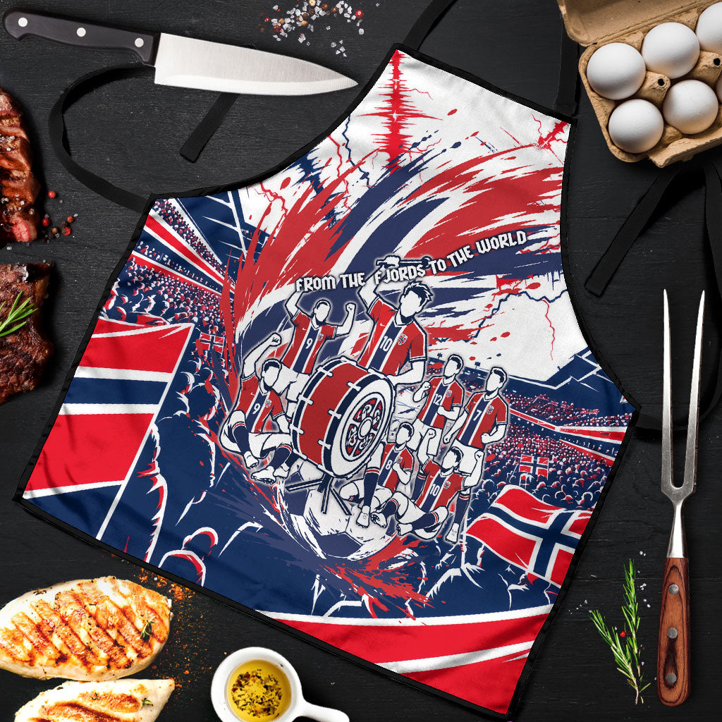 Norway Football From The Fjords To The World Apron Viking Shield Paint Splatter Soccer Team