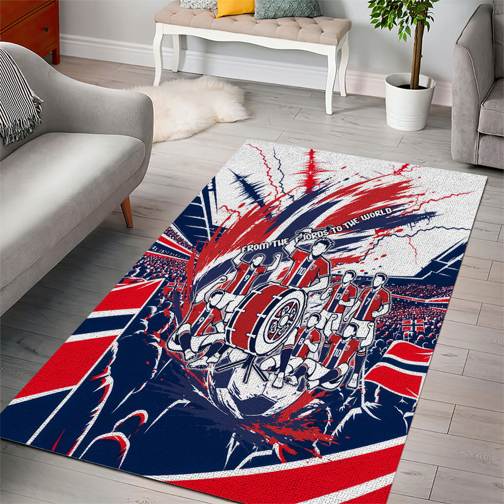 Norway Football From The Fjords To The World Area Rug Viking Shield Paint Splatter Soccer Team