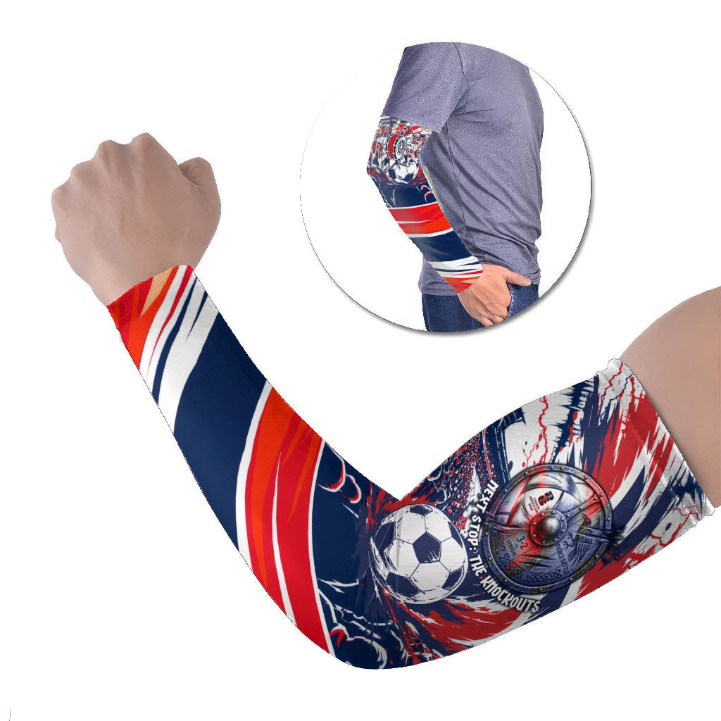 Norway Football From The Fjords To The World Arm Sleeves Viking Shield Paint Splatter Soccer Team