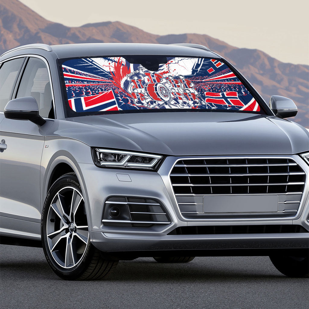 Norway Football From The Fjords To The World Auto Sun Shade Viking Shield Paint Splatter Soccer Team