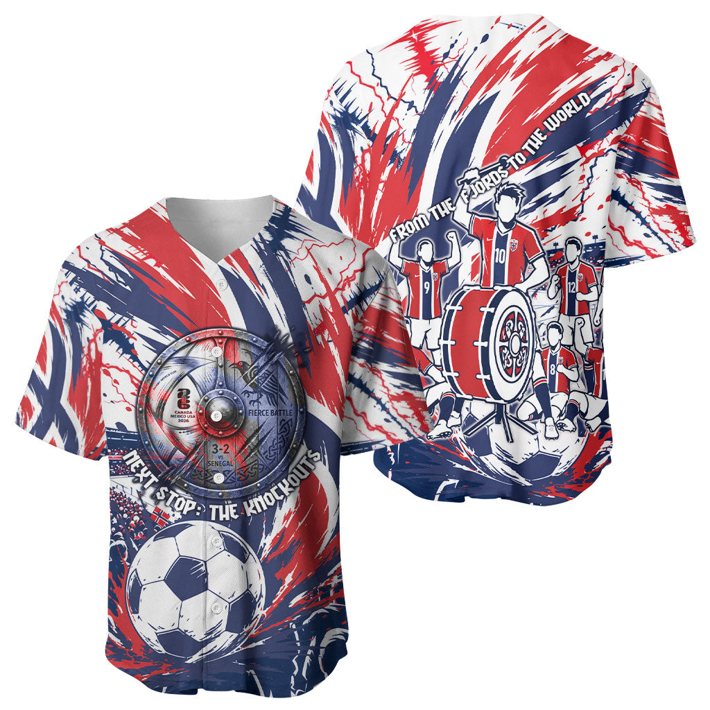 Norway Football From The Fjords To The World Baseball Jersey Viking Shield Paint Splatter Soccer Team