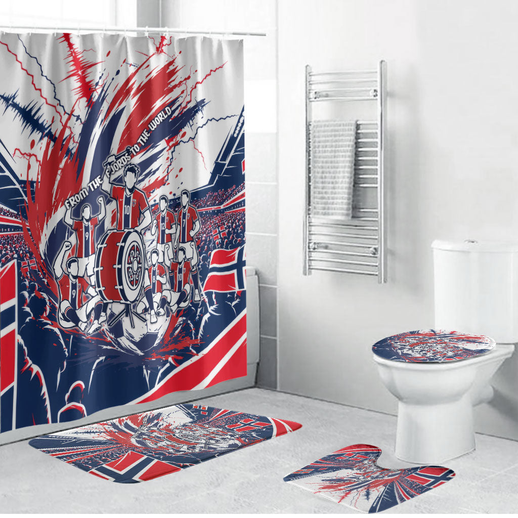 Norway Football From The Fjords To The World Bathroom Set Viking Shield Paint Splatter Soccer Team
