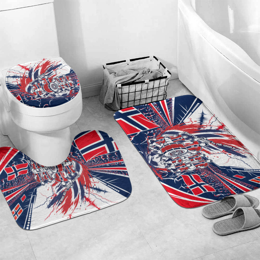 Norway Football From The Fjords To The World Bathroom Set Viking Shield Paint Splatter Soccer Team