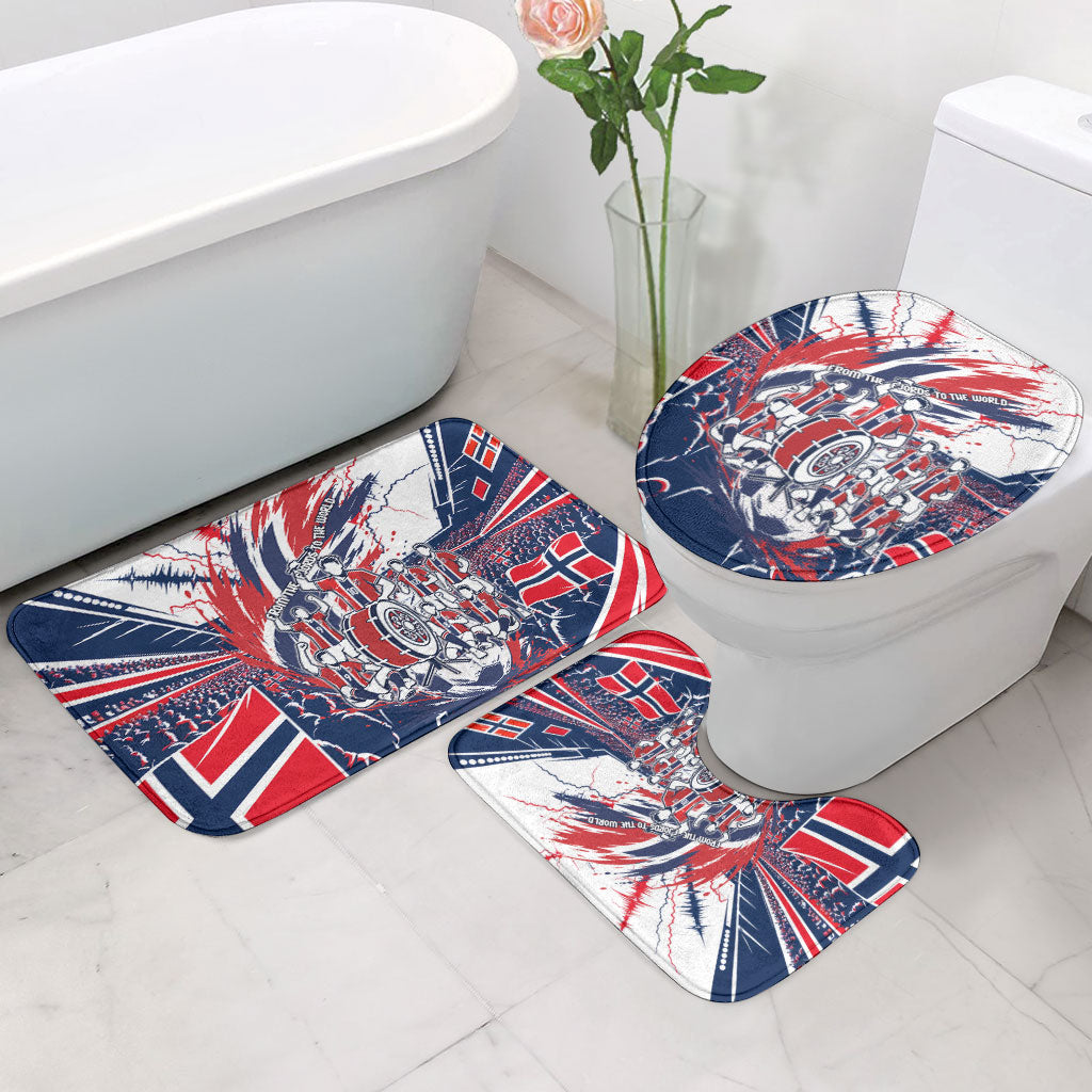 Norway Football From The Fjords To The World Bathroom Set Viking Shield Paint Splatter Soccer Team