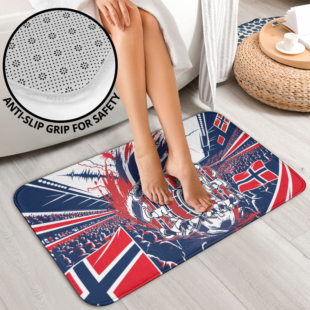 Norway Football From The Fjords To The World Bathroom Set Viking Shield Paint Splatter Soccer Team