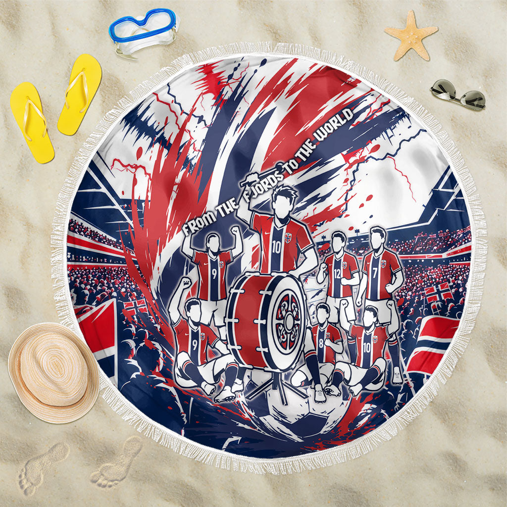 Norway Football From The Fjords To The World Beach Blanket Viking Shield Paint Splatter Soccer Team