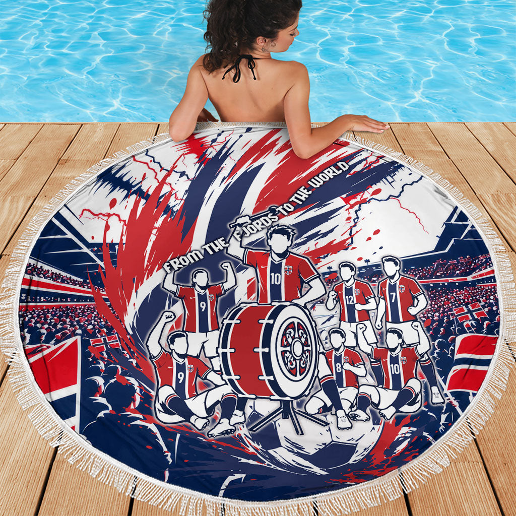 Norway Football From The Fjords To The World Beach Blanket Viking Shield Paint Splatter Soccer Team