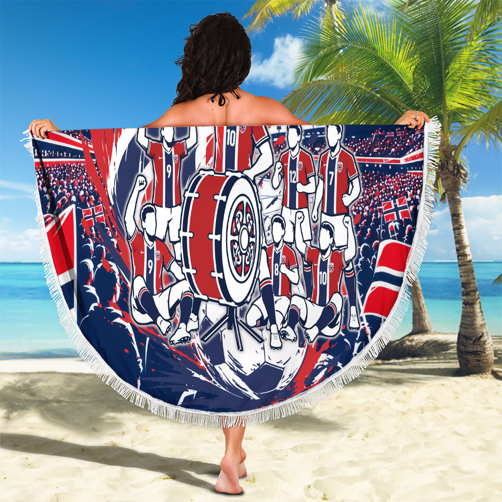 Norway Football From The Fjords To The World Beach Blanket Viking Shield Paint Splatter Soccer Team