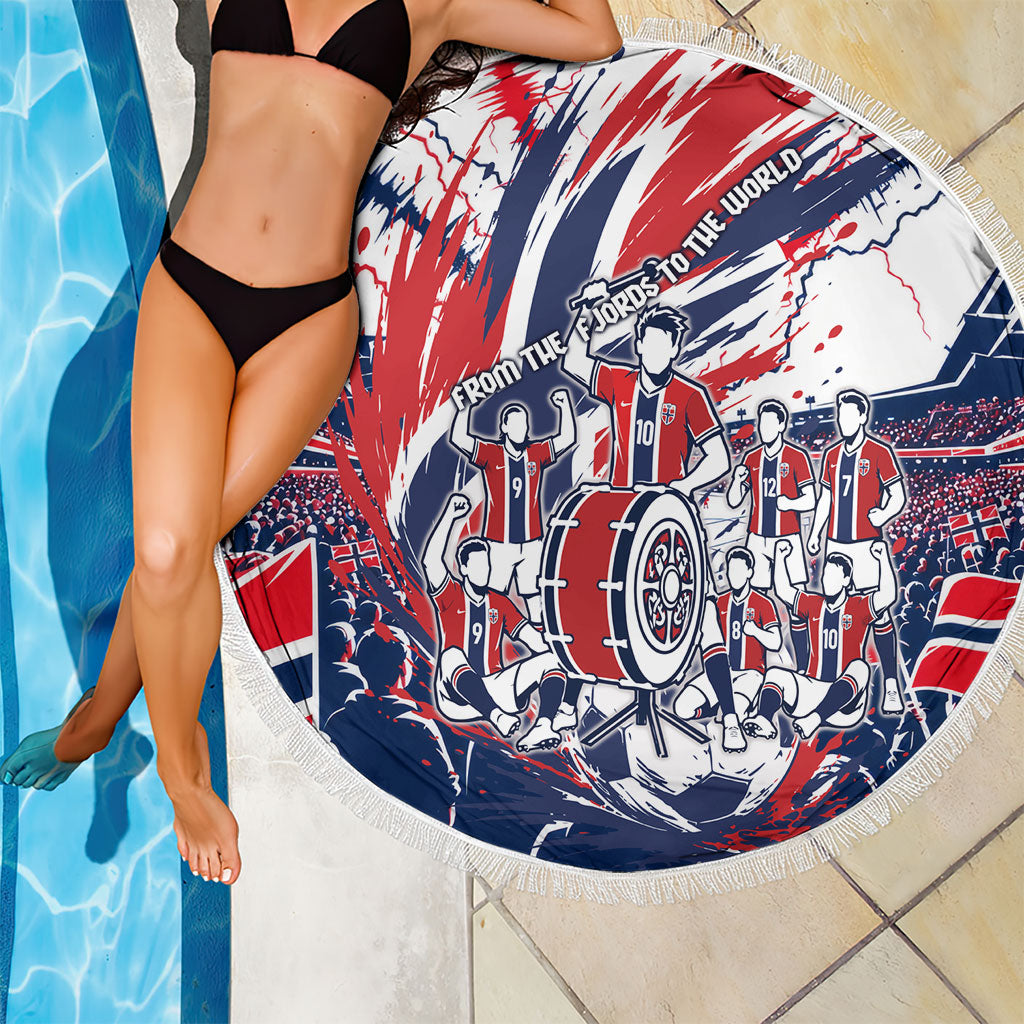 Norway Football From The Fjords To The World Beach Blanket Viking Shield Paint Splatter Soccer Team