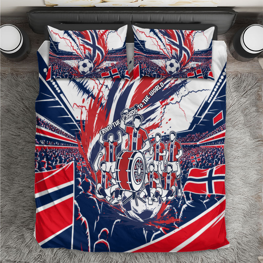 Norway Football From The Fjords To The World Bedding Set Viking Shield Paint Splatter Soccer Team