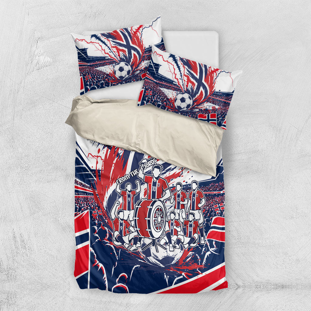 Norway Football From The Fjords To The World Bedding Set Viking Shield Paint Splatter Soccer Team