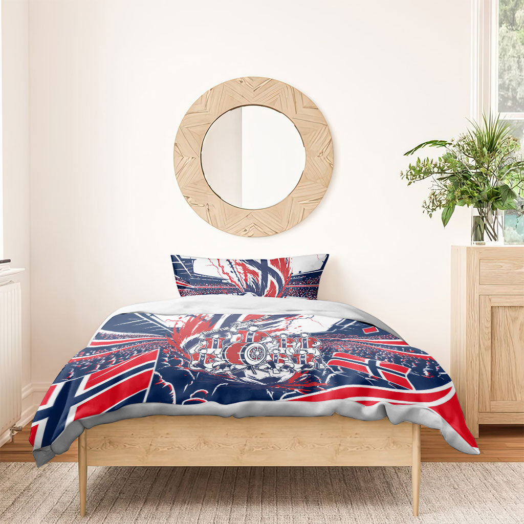 Norway Football From The Fjords To The World Bedding Set Viking Shield Paint Splatter Soccer Team