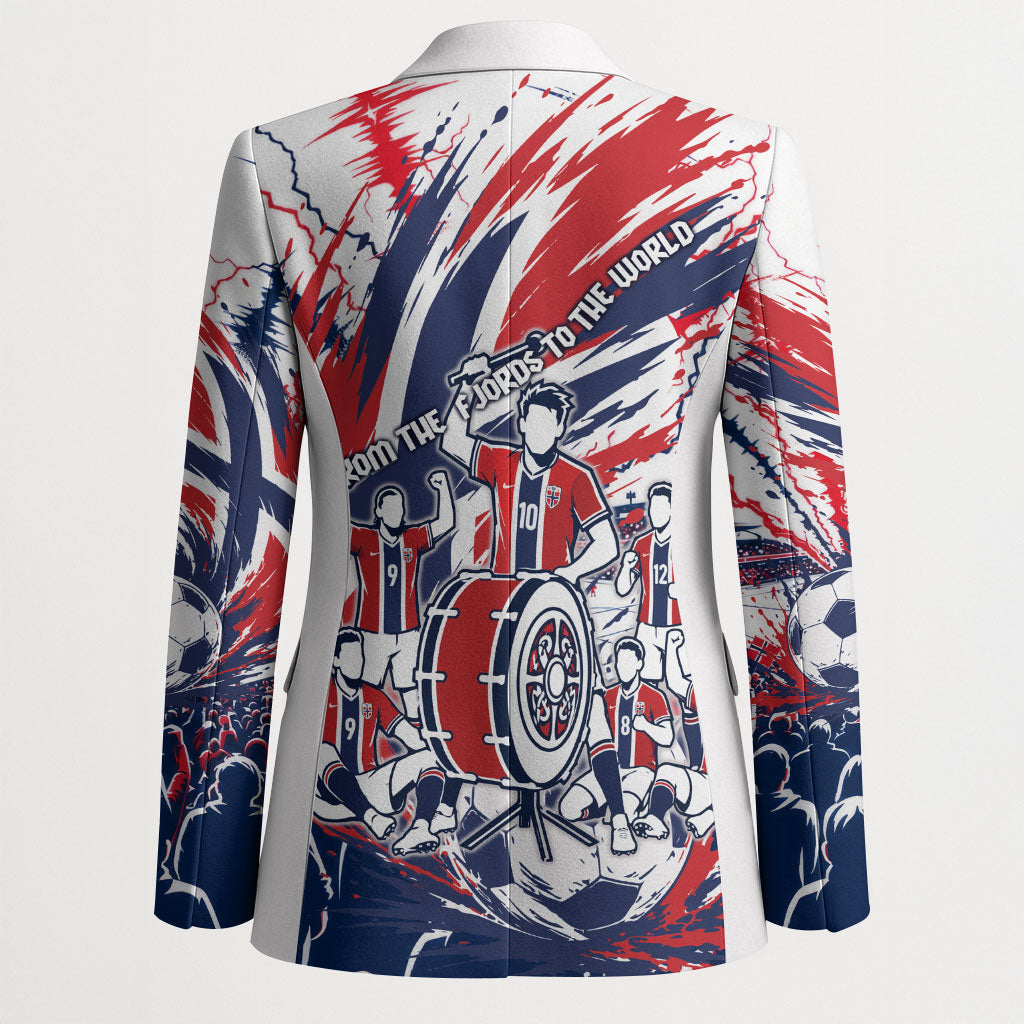Norway Football From The Fjords To The World Blazer Viking Shield Paint Splatter Soccer Team