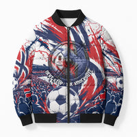 Norway Football From The Fjords To The World Bomber Puffer Jacket Viking Shield Paint Splatter Soccer Team