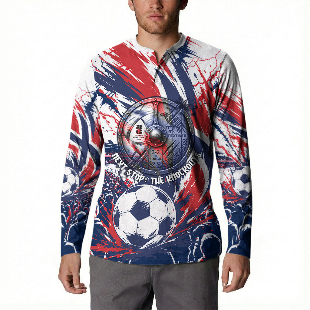 Norway Football From The Fjords To The World Button Sweatshirt Viking Shield Paint Splatter Soccer Team