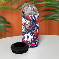 Norway Football From The Fjords To The World 4 in 1 Can Cooler Tumbler Viking Shield Paint Splatter Soccer Team