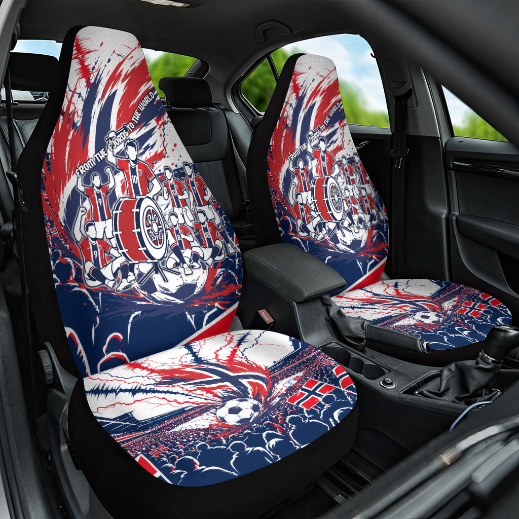 Norway Football From The Fjords To The World Car Seat Cover Viking Shield Paint Splatter Soccer Team