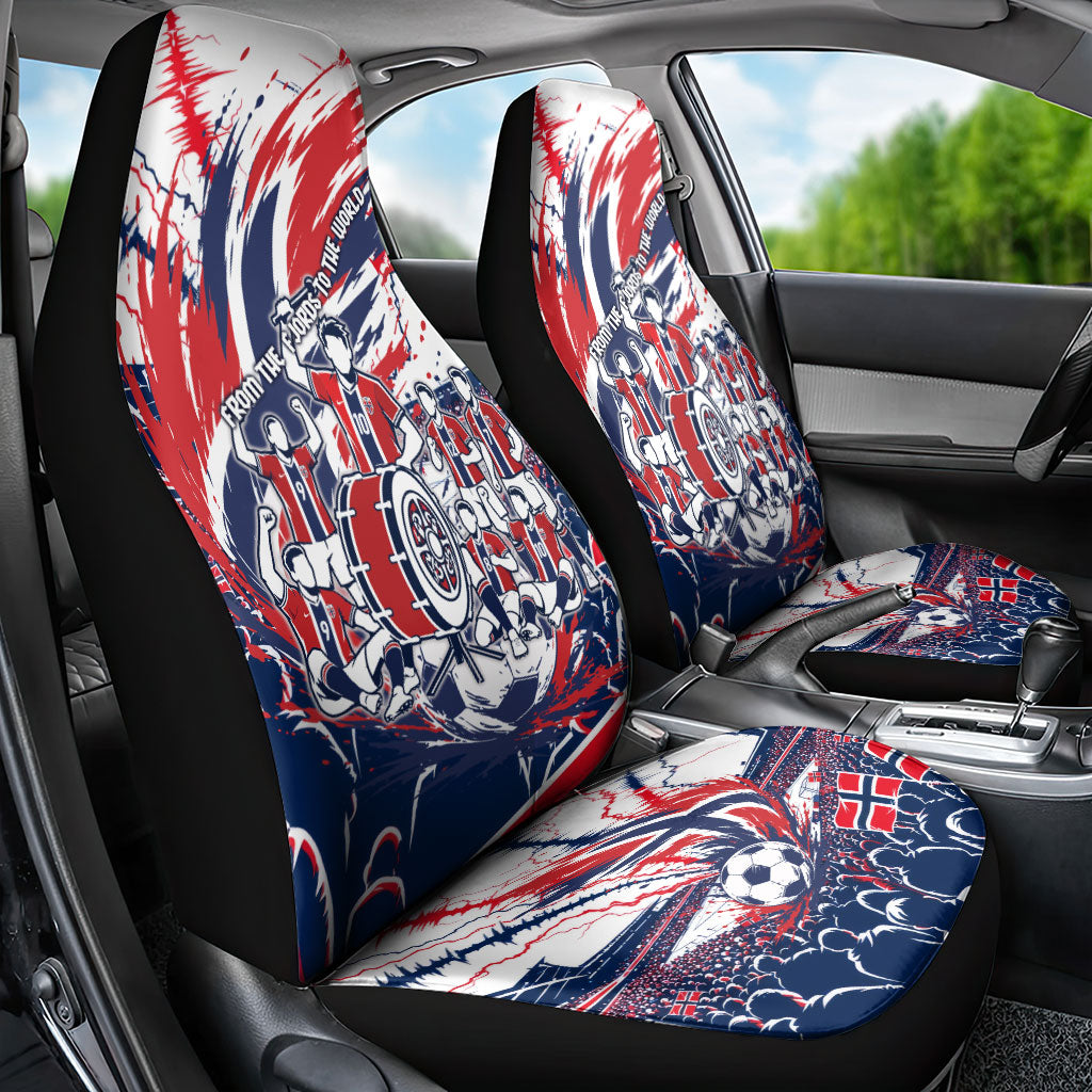 Norway Football From The Fjords To The World Car Seat Cover Viking Shield Paint Splatter Soccer Team