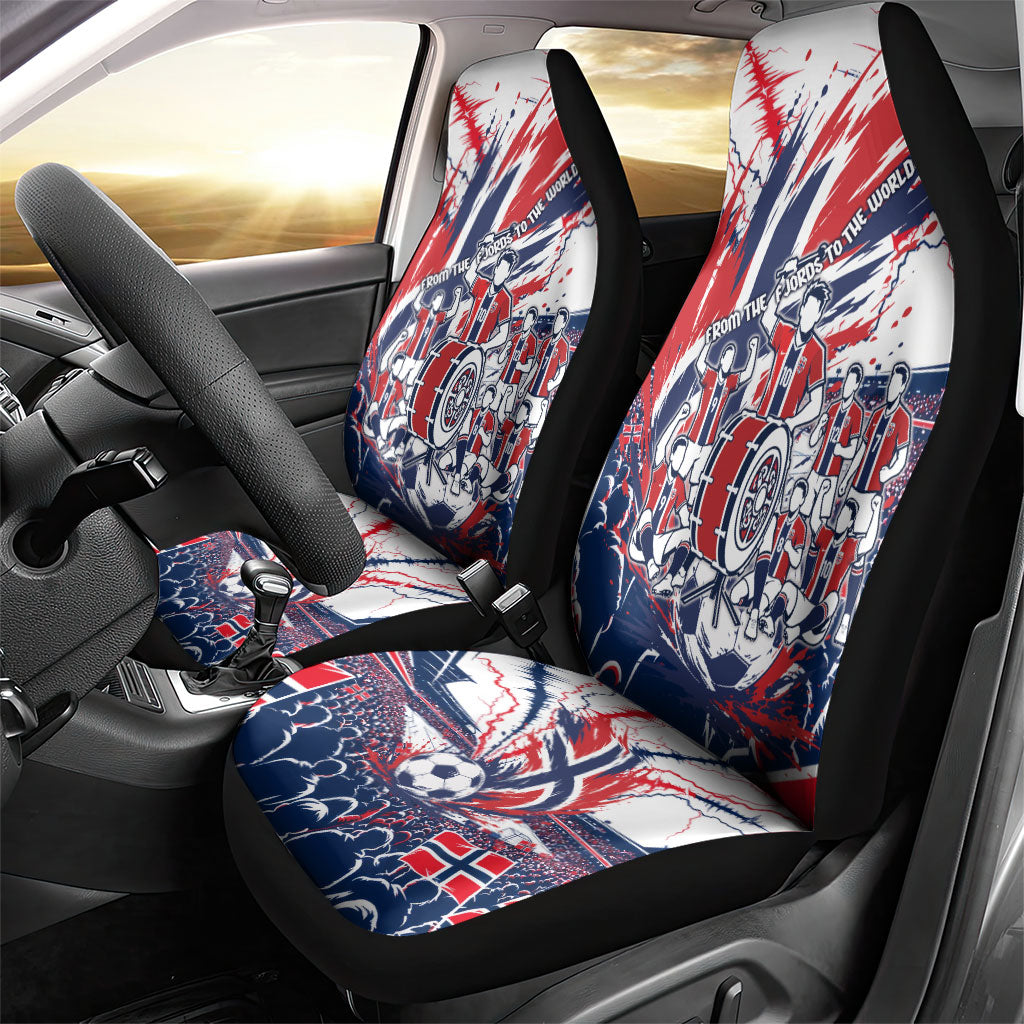 Norway Football From The Fjords To The World Car Seat Cover Viking Shield Paint Splatter Soccer Team