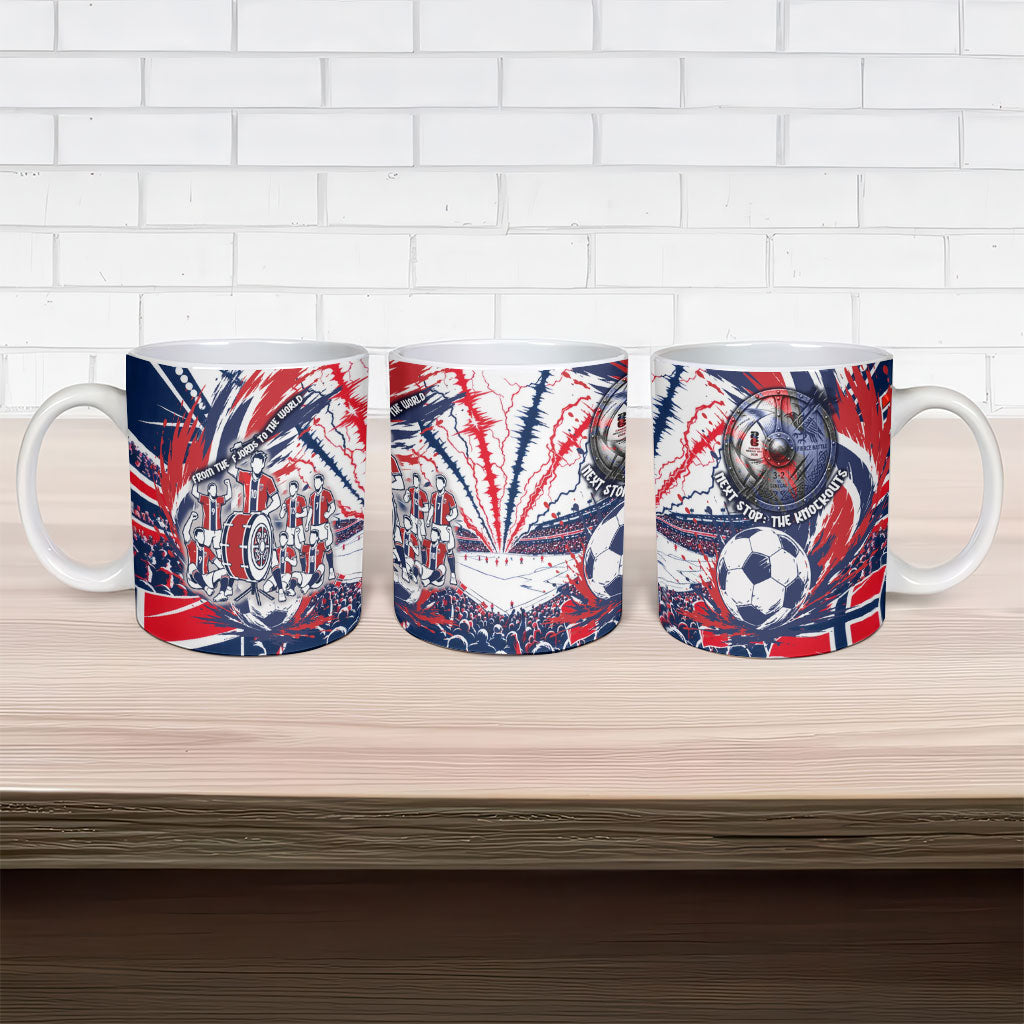 Norway Football From The Fjords To The World Ceramic Mug Viking Shield Paint Splatter Soccer Team