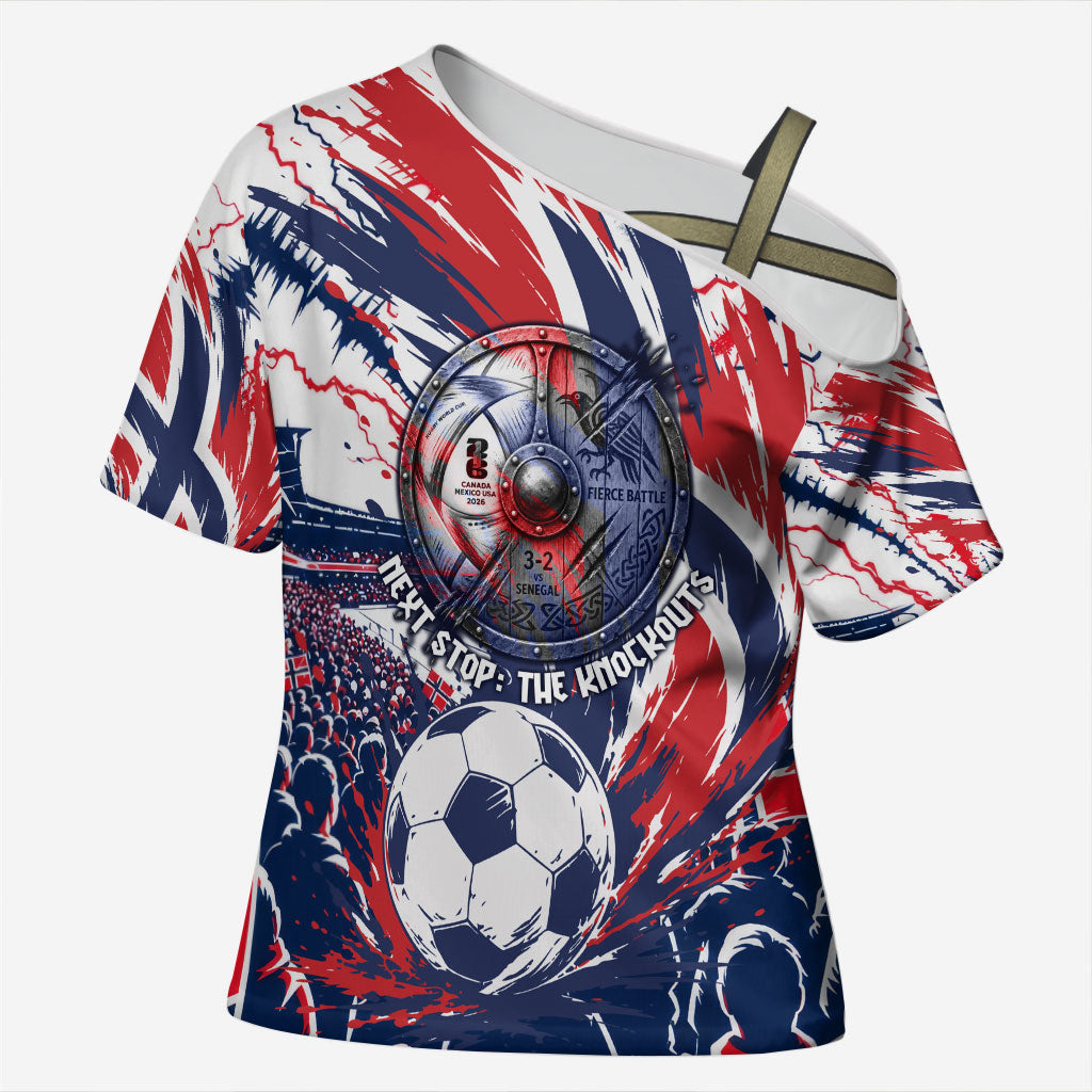 Norway Football From The Fjords To The World Cross Shoulder Shirt Viking Shield Paint Splatter Soccer Team