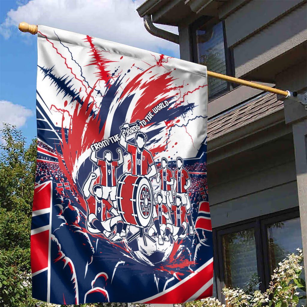 Norway Football From The Fjords To The World Garden Flag Viking Shield Paint Splatter Soccer Team