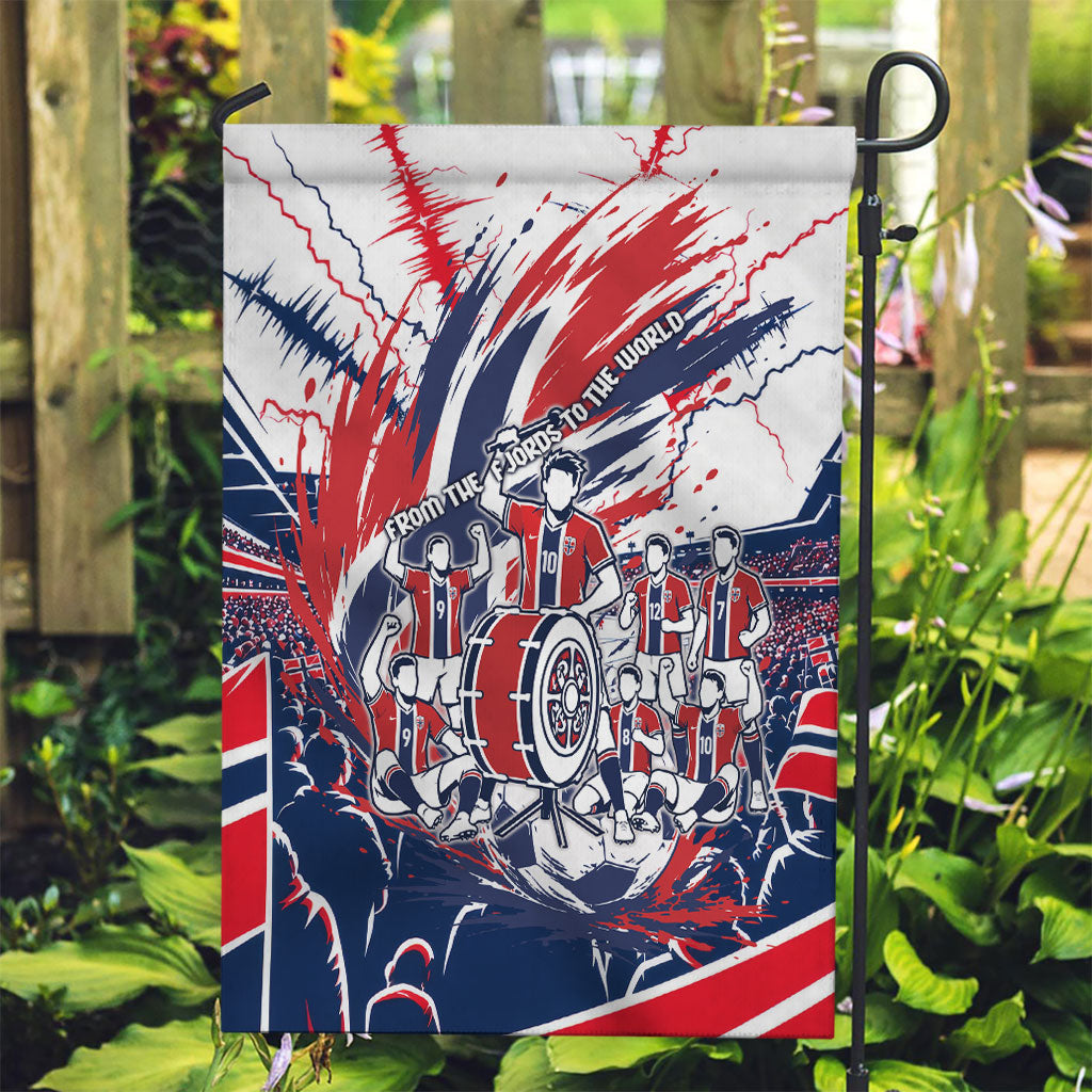 Norway Football From The Fjords To The World Garden Flag Viking Shield Paint Splatter Soccer Team