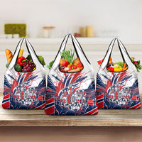 Norway Football From The Fjords To The World Grocery Bag Viking Shield Paint Splatter Soccer Team
