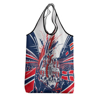 Norway Football From The Fjords To The World Grocery Bag Viking Shield Paint Splatter Soccer Team