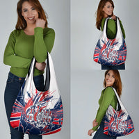 Norway Football From The Fjords To The World Grocery Bag Viking Shield Paint Splatter Soccer Team