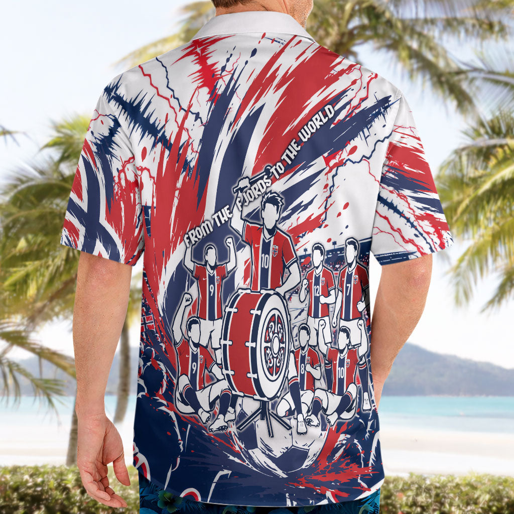 Norway Football From The Fjords To The World Hawaiian Shirt Viking Shield Paint Splatter Soccer Team