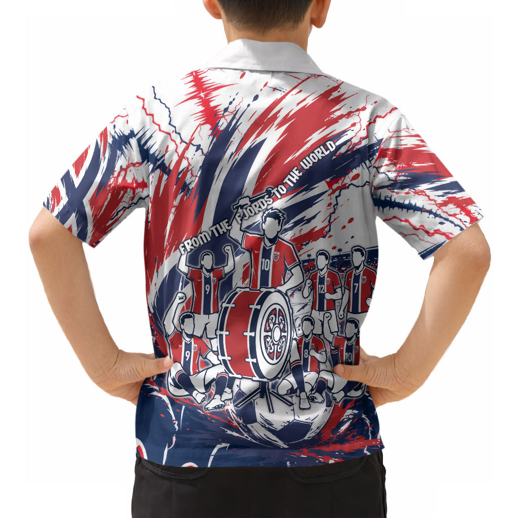 Norway Football From The Fjords To The World Hawaiian Shirt Viking Shield Paint Splatter Soccer Team