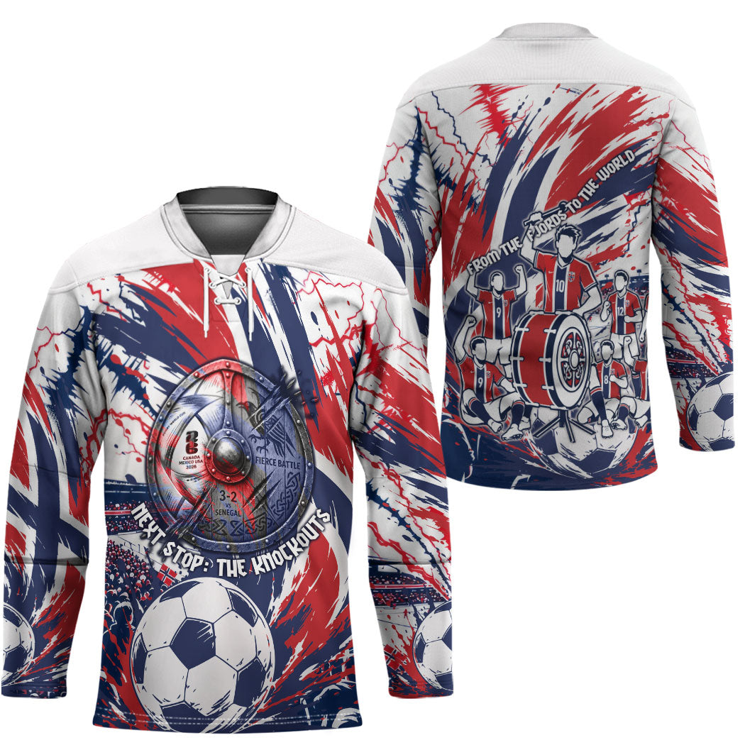 Norway Football From The Fjords To The World Hockey Jersey Viking Shield Paint Splatter Soccer Team